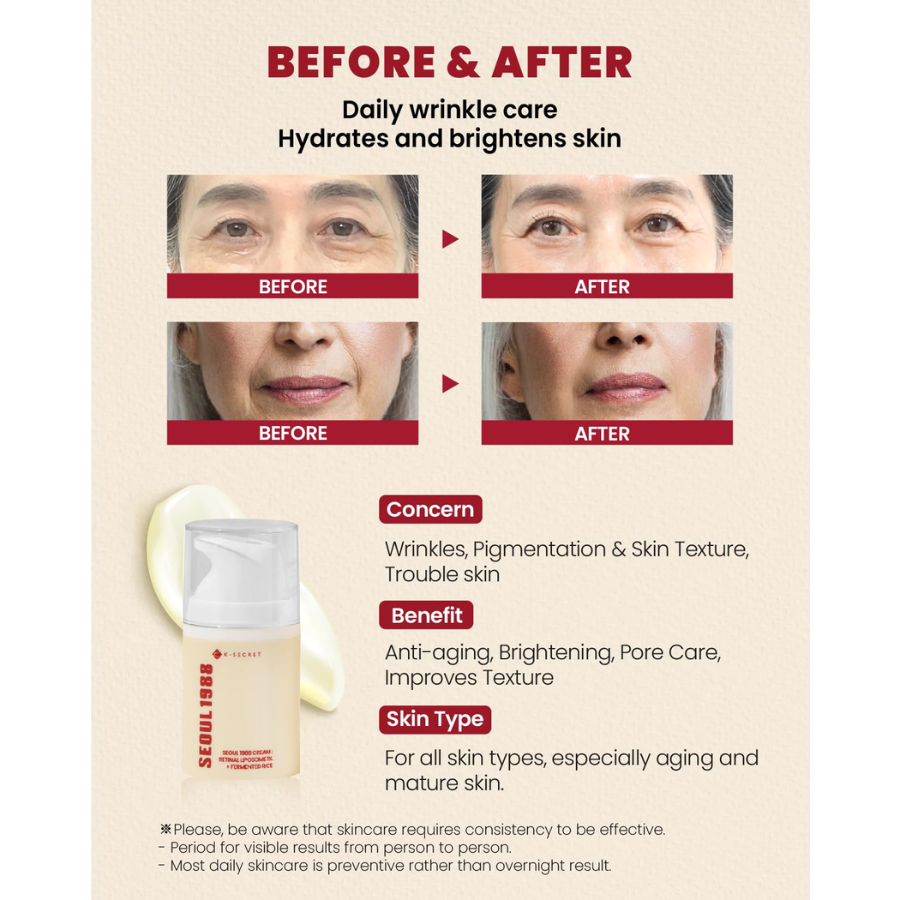 [K-SECRET] SEOUL 1988 Cream : Retinal Liposome 1% + Fermented Rice 50ml