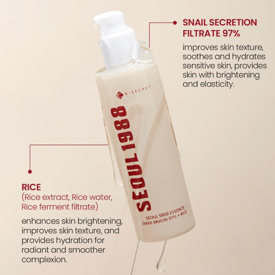 [K-SECRET] SEOUL 1988 Essence : Snail Mucin 97% + Rice 100ml