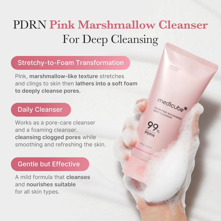 [MEDICUBE] PDRN Pink Niacinamide Whip Cleanser 120g