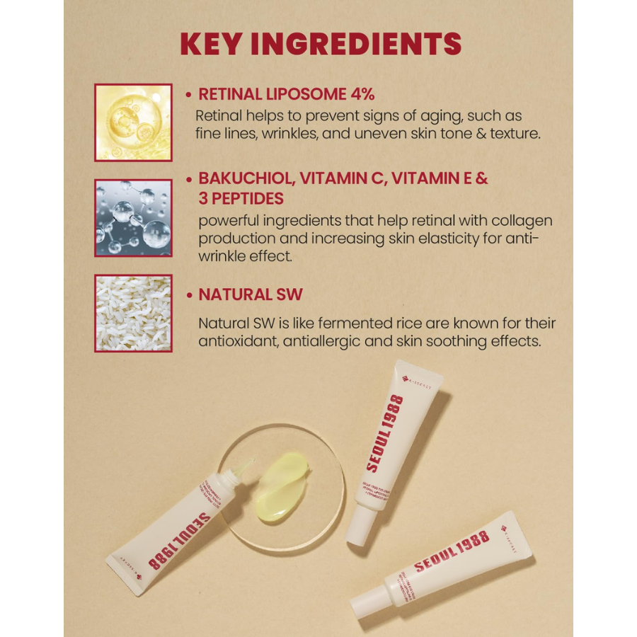 [K-SECRET] SEOUL 1988 Eye Cream : Retinal Liposome 4% + Fermented Bean 30ml