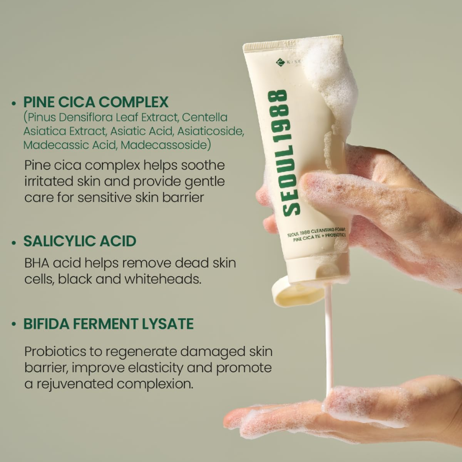 [K-SECRET] SEOUL 1988 Cleansing Foam : Pine Cica 1% + Probiotics
